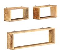Vidaxl Ensemble D'étagère Cube 3 Pcs Bois Solide De Manguier Multicolore