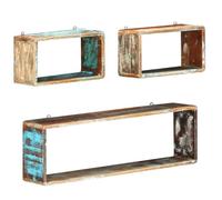 vidaXL Ensemble d'Etagère Cube 3 pcs Bois Solide de Récupération Etagère de Rangement Etagère de Stockage Etagère Murale 285845