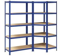 vidaXL Ensemble d'étagères à 5 Niveaux 2 pcs Acier Bois d'ingénierie, étagère de Garage, étagère de Rangement de Garage, étagère d'atelier