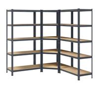 vidaXL Ensemble d'étagères à 5 Niveaux 3 pcs Acier Bois d'ingénierie, étagère de Garage, étagère de Rangement de Garage, étagère d'atelier