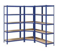 vidaXL Ensemble d'étagères à 5 Niveaux 3 pcs Acier Bois d'ingénierie, étagère de Garage, étagère de Rangement de Garage, étagère d'atelier