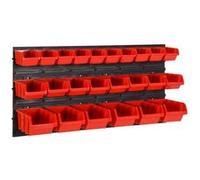 vidaXL Ensemble d'étagères d'atelier 26 pcs Rouge et noir 77x39 cm PP, boîte de rangement, coffre à outils, boîte à couvertures, boîte à outils G