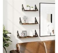Vidaxl Ensemble D'étagères Murales 3 Pcs Chêne Fumé Bois D'ingénierie Marron