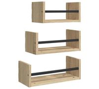 vidaXL Ensemble d'étagères murales 835445 avec barres 3 pcs Chêne Sonoma Beige G