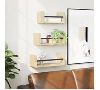 vidaXL Ensemble d'étagères murales 835445 avec barres 3 pcs Chêne Sonoma Beige G