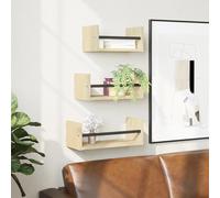 vidaXL Ensemble d'étagères murales avec barres 3 pcs chêne sonoma 835445