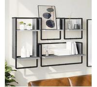 vidaXL Ensemble d'étagères murales avec barres 4 pcs sonoma gris 836311