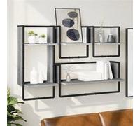 vidaXL Ensemble d'étagères murales avec barres 4 pcs sonoma gris 836311 Gris G