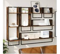 vidaXL Ensemble d'étagères murales avec barres 6 pcs chêne fumé 836315