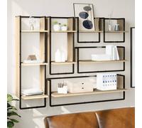 vidaXL Ensemble d'étagères murales avec barres 6 pcs chêne sonoma