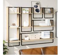 vidaXL Ensemble d'étagères murales avec barres 6 pcs chêne sonoma 836314
