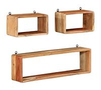 vidaXL Ensemble d'étagères murales cube 3 pcs – Bois d'acacia solide, flottante – Multicolore