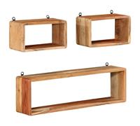 Vidaxl Ensemble D'etagères Murales Cube 3 Pcs Bois D'acacia Solide Multicolore