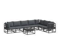 vidaXL Ensemble de canapé de jardin avec coussins 8 pcs noir aluminium