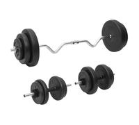 vidaXL Ensemble d'haltères et de barre ondulée avec plaques 60 kg – Noir