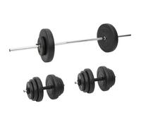 Ensemble d haltères et de barres avec plaques 60 kg Noir G
