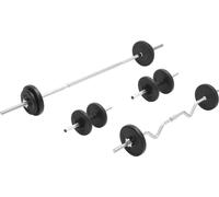 vidaXL Ensemble d'haltères longs et courts 30 kg