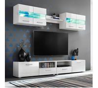 vidaXL Ensemble Meuble mural TV 5 pcs lumières LED Haute Brillance