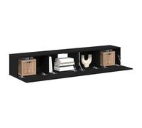 Ensemble de meuble TV 2 pièces noir en bois d'ingénierie