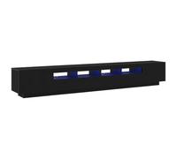 vidaXL Meuble TV Chêne Noir – lumières LED, bois d'ingénierie, 260×35×40 cm
