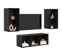 vidaXL Ensemble Meuble TV 3 pcs Chêne Noir Bois d'ingénierie, Meubles de Salon Modernes, Armoire Murale rectangulaire, Rangement Chic, Centre de Divertissement à étagères Multiples