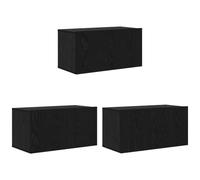 vidaXL Ensemble Meuble TV 3 pcs Noir 60 x 30 x 30 cm Bois d'ingénierie, Meuble Moderne pour Salon, Rangement rectangulaire, Cabinet TV, Centre médiatique Compact, étagères murales