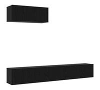 vidaXL Ensemble Meuble TV 3 pièces Noir Chêne Bois reconstitué, Design Mural avec Finition Mate pour Le Salon, Solution de Rangement, étagère, unité de Divertissement, Console média Flottante.