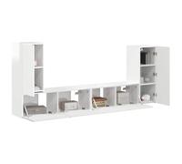 vidaXL Ensemble Meuble TV 4 pcs Blanc Brillant Bois d'ingénierie, Un Meuble Centre de Divertissement Moderne, technologique et Pratique pour Votre Salon