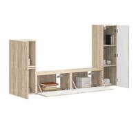 vidaXL Ensemble meuble TV 4 pcs Chêne Sonoma Bois d'ingénierie, Configuration moderne du salon, Ensemble de meubles TV rectangulaire, Centre de divertissement mural, Solutions de rangement compactes p