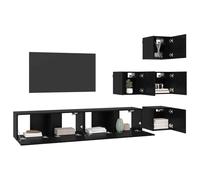 vidaXL Ensemble Meuble TV 6 pcs 80 x 30 x 30 cm Chêne Noir, Meuble TV Moderne rectangulaire, Rangement modulable, Console Fonctionnelle, Gain de Place, organisé Compact