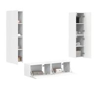 vidaXL Ensemble Meuble TV 6 pcs Blanc Bois d'ingénierie, Mobilier de Salon, Ensemble modulaire, unité de Divertissement, Solution de Rangement, Multi-Usage, étagères et tiroirs