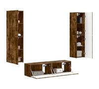 vidaXL Ensemble Meuble TV 6 pcs Chêne fumé Bois d'ingénierie, Mobilier de Salon, Ensemble modulaire, unité de Divertissement, Solution de Rangement, Multi-Usage, étagères et tiroirs