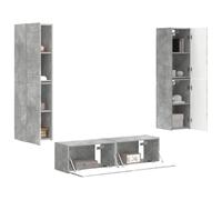 vidaXL Ensemble Meuble TV 6 pcs Gris béton Bois d'ingénierie, Mobilier de Salon, Ensemble modulaire, unité de Divertissement, Solution de Rangement, Multi-Usage, étagères et tiroirs