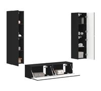 vidaXL Ensemble Meuble TV 6 pcs Noir Bois d'ingénierie, Mobilier de Salon, Ensemble modulaire, unité de Divertissement, Solution de Rangement, Multi-Usage, étagères et tiroirs