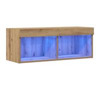 vidaXL Ensemble Meuble TV 80 x 30 x 30 cm chêne Artisanal | Avec un éclairage LED pour une présentation stylée, Look moderne qui s'intègre super bien à n'importe quel salon,