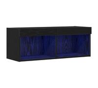 vidaXL Buffet TV Chêne noir 80x30x30 cm – Éclairage LED – Design contemporain