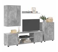 vidaXL Ensemble Meuble TV Gris béton Bois d'ingénierie