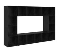 vidaXL Ensemble meuble TV Montage mural avec stockage 4 pcs Noir 37 x 37 x 142.5 cm
