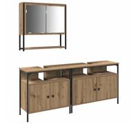 vidaXL Ensemble Meubles Salle de Bain 3 pièces Chêne Artisanal Bois d'ingénierie avec Grand Espace de Rangement et Design Moderne, adapté à Tous Les Styles, Montage Facile, Usage intérieur, Armoire à