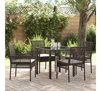 Vidaxl Ensemble Repas Jardin 5 Pièces Avec Coussins Marron Poly Rattan