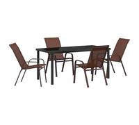 vidaXL Salon de jardin 5 pcs brun Textilène et acier