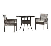 Vidaxl Ensemble Salle À Manger 3 Pièces Marron Rattan Poly Marron