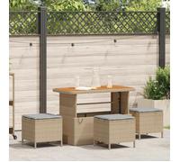 vidaXL Ensemble salle à manger jardin 4 pièces avec coussins Beige Poly Rotin Acacia
