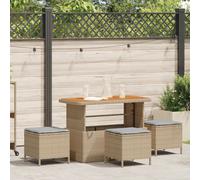 Vidaxl Ensemble Salle À Manger Jardin 4 Pièces Avec Coussins Beige Poly Rotin Acacia Beige