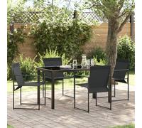 vidaXL Ensemble Salle à Manger Jardin 5 Pièces Noir Textilène et Acier