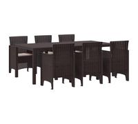 vidaXL Ensemble de jardin 7 pcs brun Polt rotin