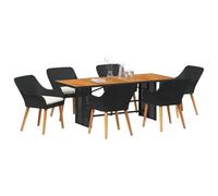 vidaXL Salon de jardin avec coussins 7 pcs noir et brun Poly-Rattan