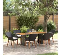 Vidaxl Ensemble Salle À Manger Jardin 7 Pièces En Poly Rotin Noir