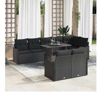 vidaXL Ensemble salon avec coussin 9 pcs Noir Poly rotin 3348489