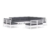 vidaXL Ensemble salon de jardin 11 pièces avec coussins blanc pin massif